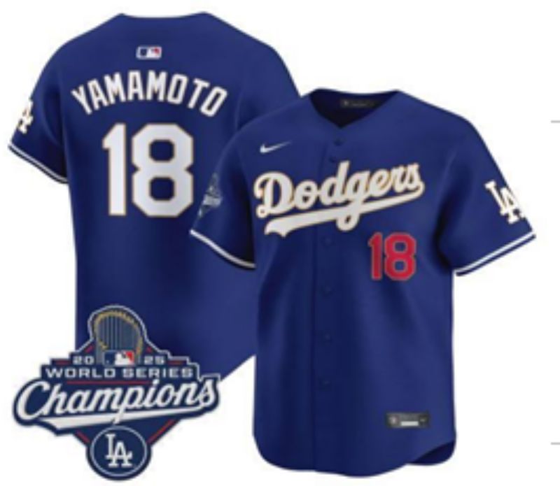 Men Los Angeles Dodgers #18 Yamamoto Blue Gold Game 2026 Nike MLB Jersey 0017->los angeles dodgers->MLB Jersey